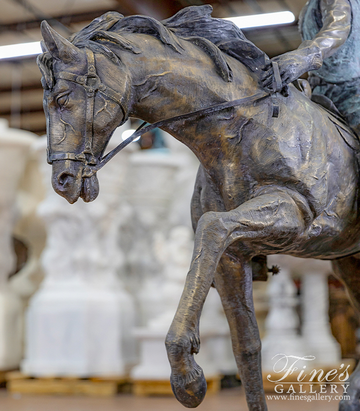 Bronze Statues  - Oversized Remington Style Bronze Cowboy With Horse Statue - BS-232